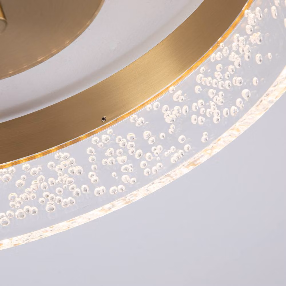 NIVOR 20W LED Round Ceiling Light in Gold and Transparent Seeded Acrylic – 6
