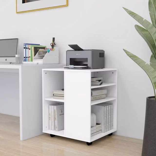 Berkfield Home Rolling Cabinet in White, W/D/H: 60 x 53 x 72 cm