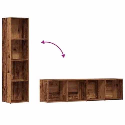vidaXL Book Cabinet in Old Wood Brown, Engineered Wood, W/D/H: 30 x 36 x 143 cm – 4