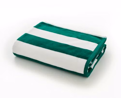 Deyongs Cabana Bay Striped Beach Towel in Green, 100% Organic Cotton, W/D/H: 80 x 165 cm