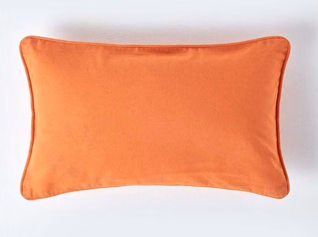 Homescapes Plain Cotton Square Cushion Cover in Orange, W/D/H: 60 x 60 x 60 cm