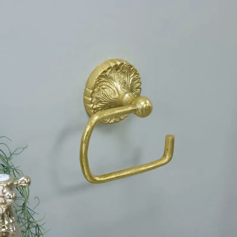 Melody Maison Luxe Gold Wall Mounted Metal Toilet Roll Holder W: 17 cm, H: 16 cm – 2