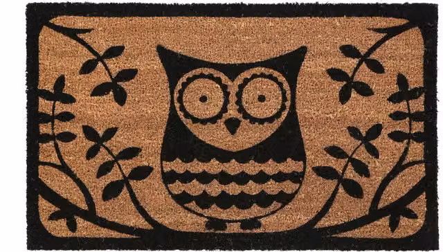 Orsina Coir Owl Doormat in Brown and Beige