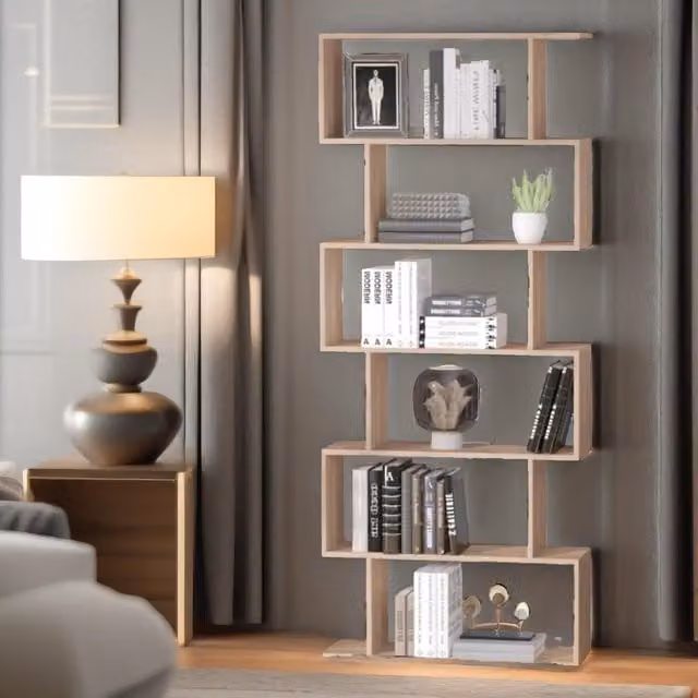 Pirlo Plush 6 Tier Display Stand Room Divider in Natural Brown – 1