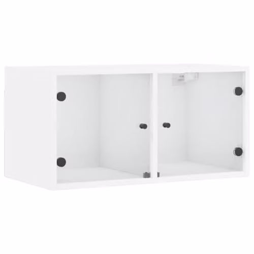 vidaXL Wall Cabinet with Glass Doors, White, W: 68.5 cm, D: 37 cm, H: 35 cm