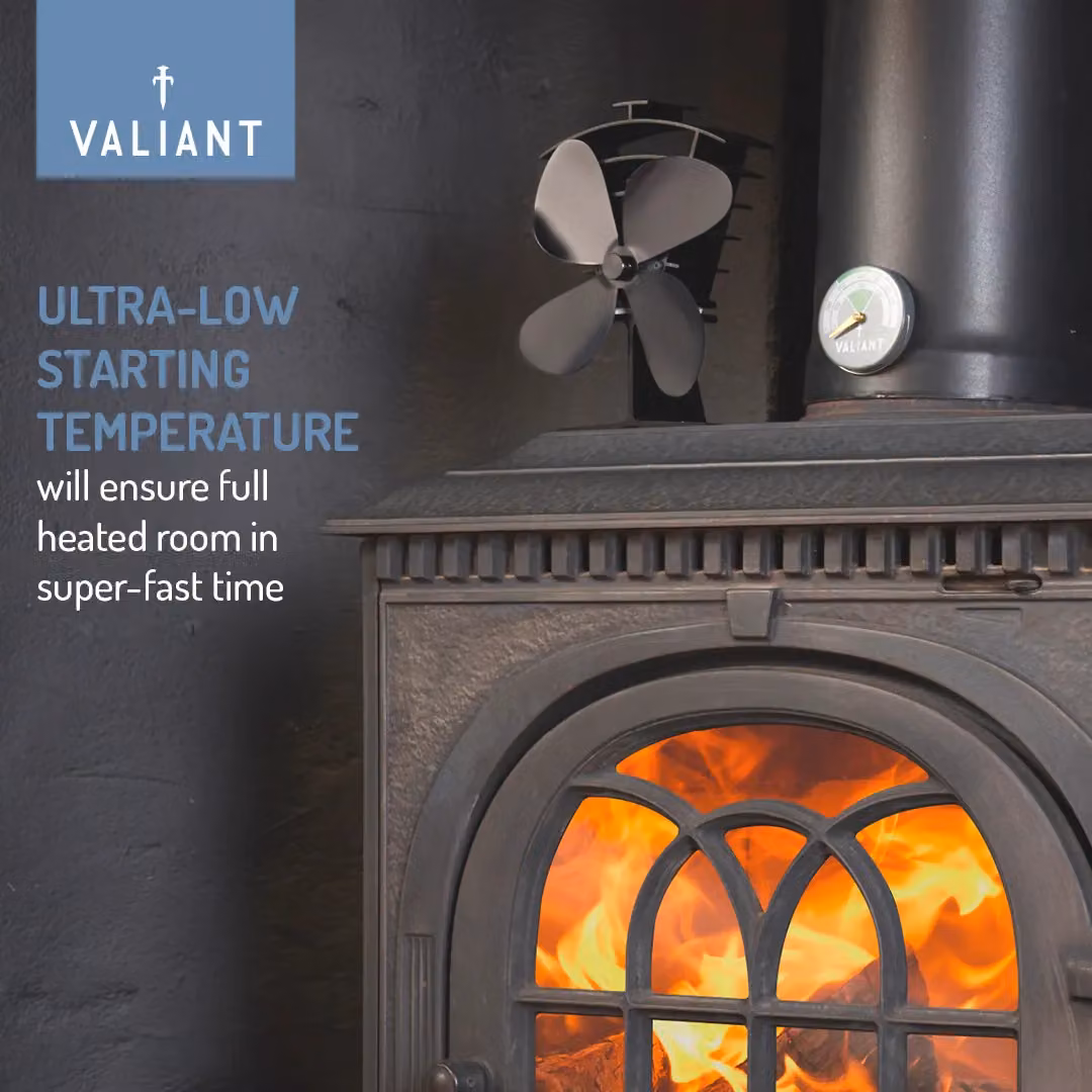 Vaillant Premium IV 4-Blade Heat Powered Stove Fan in Black – 4