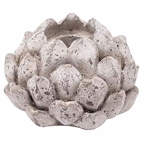Love Lace Stone Effect Acorn Tea Light Holder in Grey, Beige and Multicolour, H: 14.0 cm, W: 10.0 cm