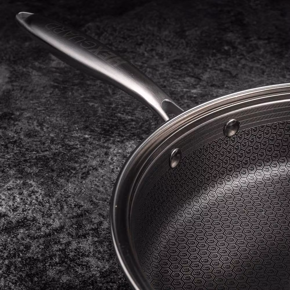 Prochef HexGuard Non-Stick Tri-Ply Stainless Steel Saute Pan with Glass Lid, Silver, 28 cm – 1