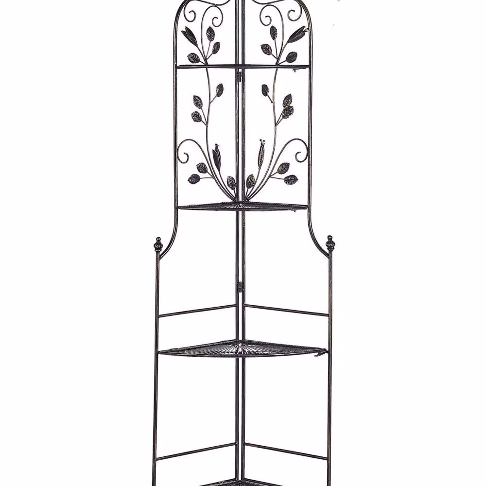 Wyld and Coco Black 4-Shelf Foldable Corner Ladder Shelf in Powder Coated Metal – 2