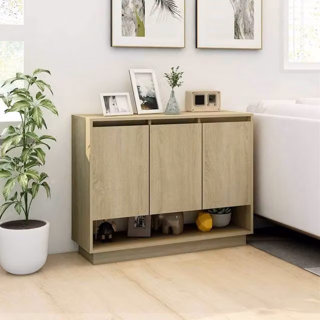 Berkfield Home Sonoma Oak Sideboard in Beige, W/D/H: 97 x 31 x 75 cm – 1