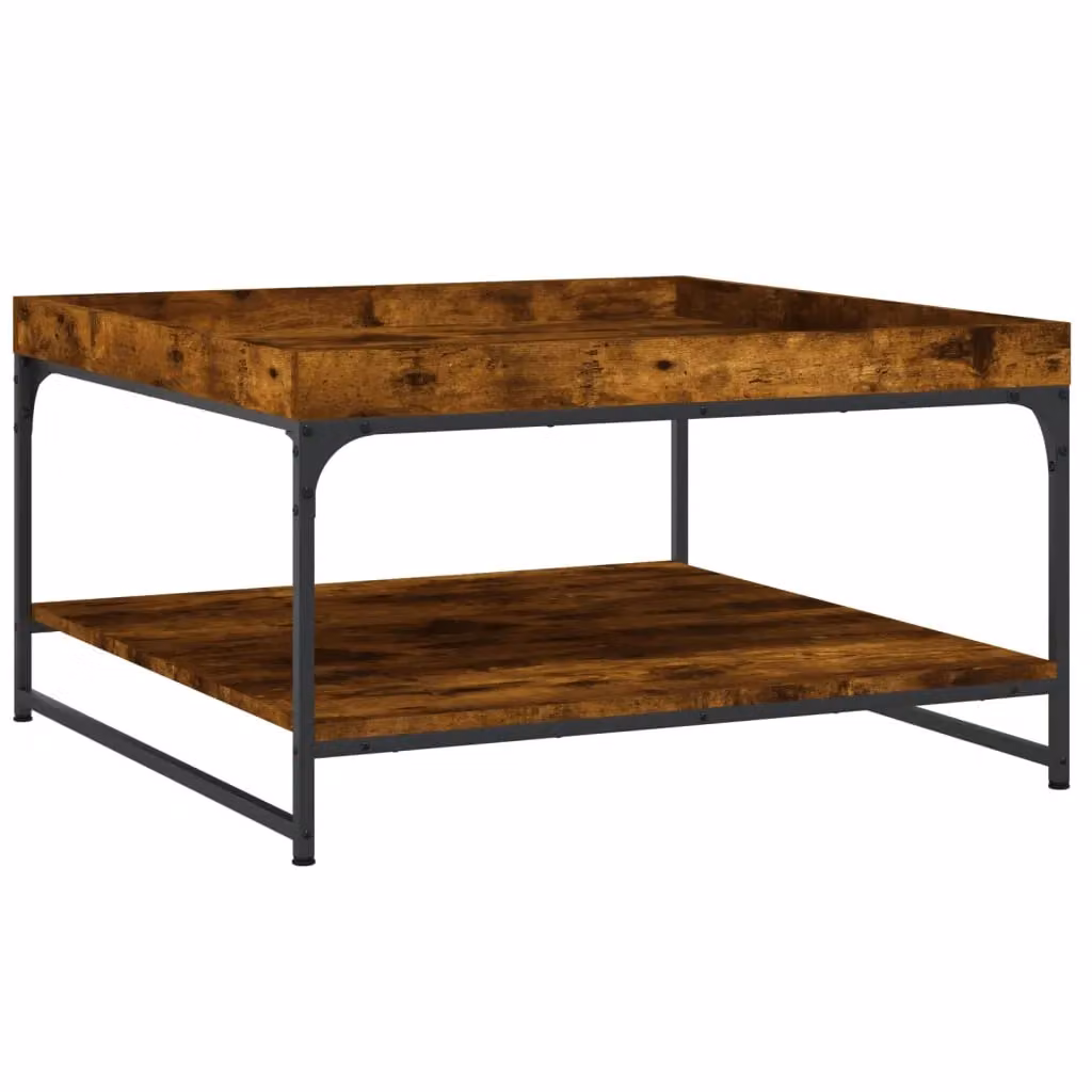 Berkfield Home Smoked Oak Coffee Table in Brown, W/D/H: 80 x 80 x 45 cm – 2
