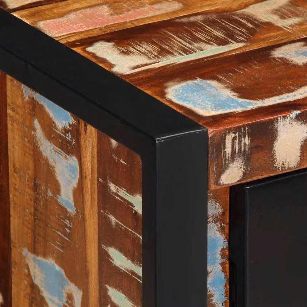 Berkfield Home Multicolour Industrial Sideboard in Reclaimed Solid Wood and Metal, W/D/H: 55 x 35 x 70 cm – 4