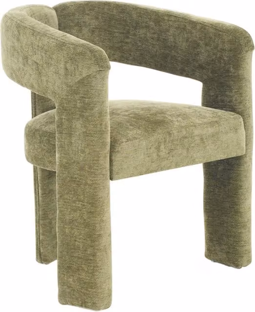 Livingandhome Green Chenille Upholstered Tub Occasional Chair with Armrests