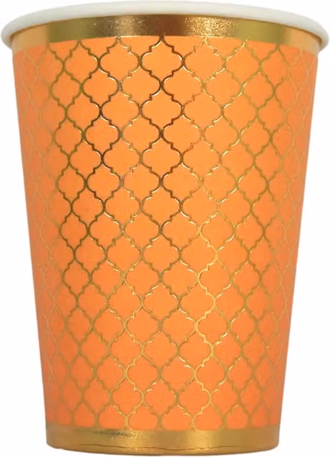 Peacock Supplies Moroccan Amber Geometric Party Cups in Orange