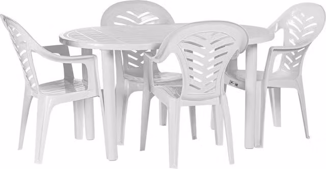 Resol Gala 4 Seater Oval Garden Dining Set in White
