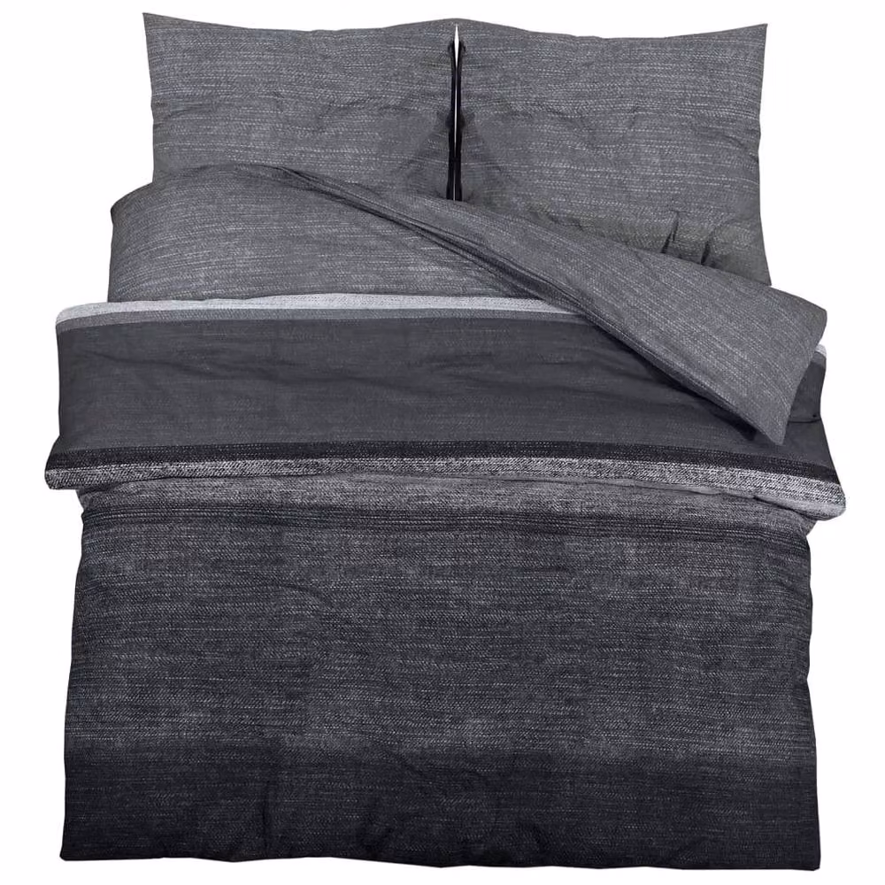 Berkfield Home Elegant Cotton Duvet Cover and Pillowcase Set, Grey, W/D/H: 200 x 200 cm and 80 x 80 cm – 3