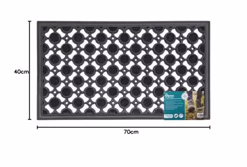JVL Black Rubber Elipse Circles Design Doormat, W: 70 cm, D: 40 cm – 5