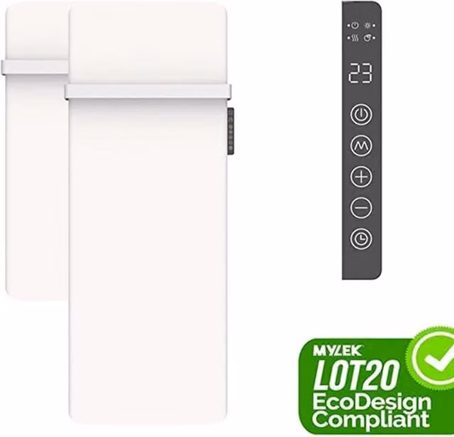 Mylek Wall Mounted Infrared Bathroom Panel Heater, White, W: 120 cm