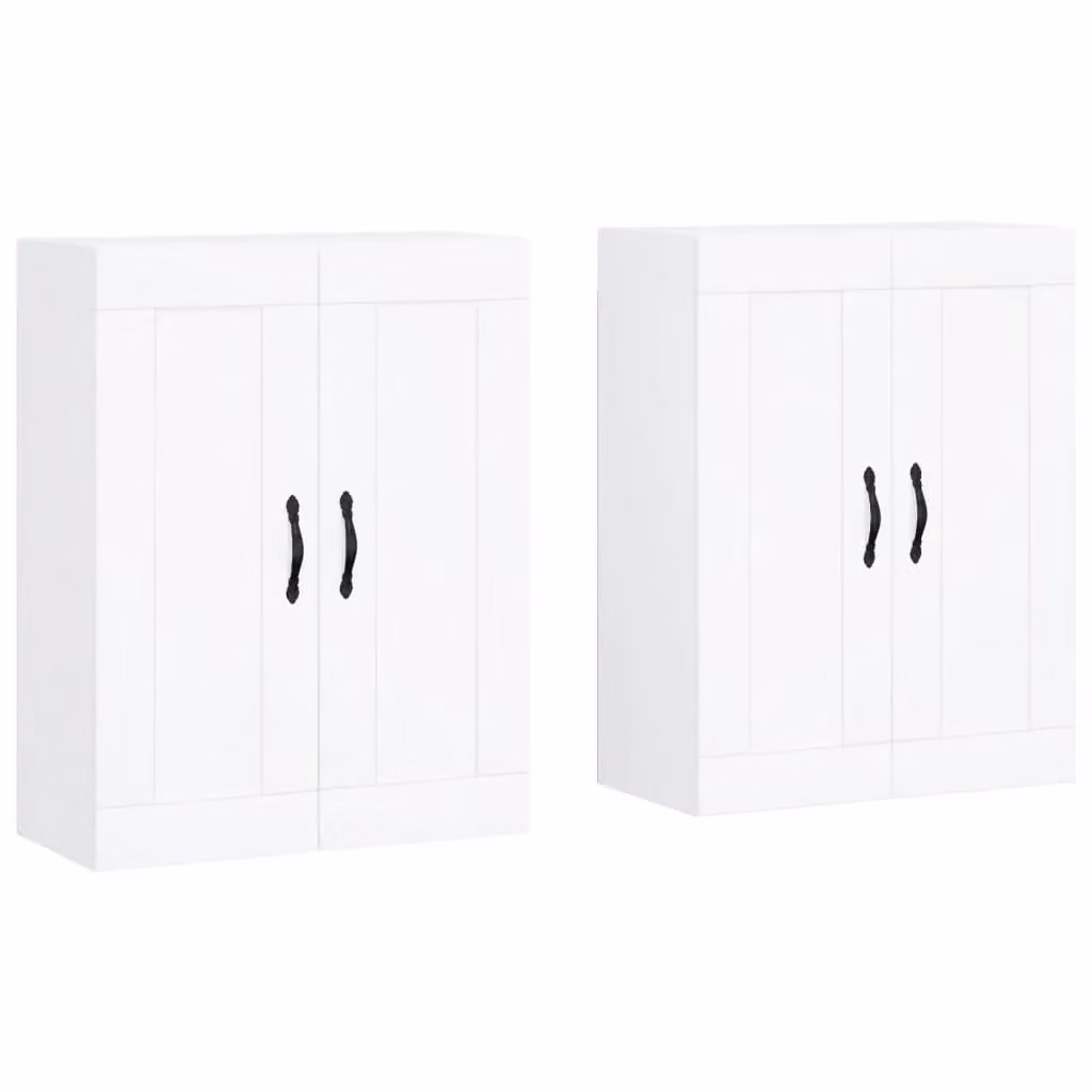 Berkfield Home Set of 2 White Wall Mounted Cabinets in Matt MDF