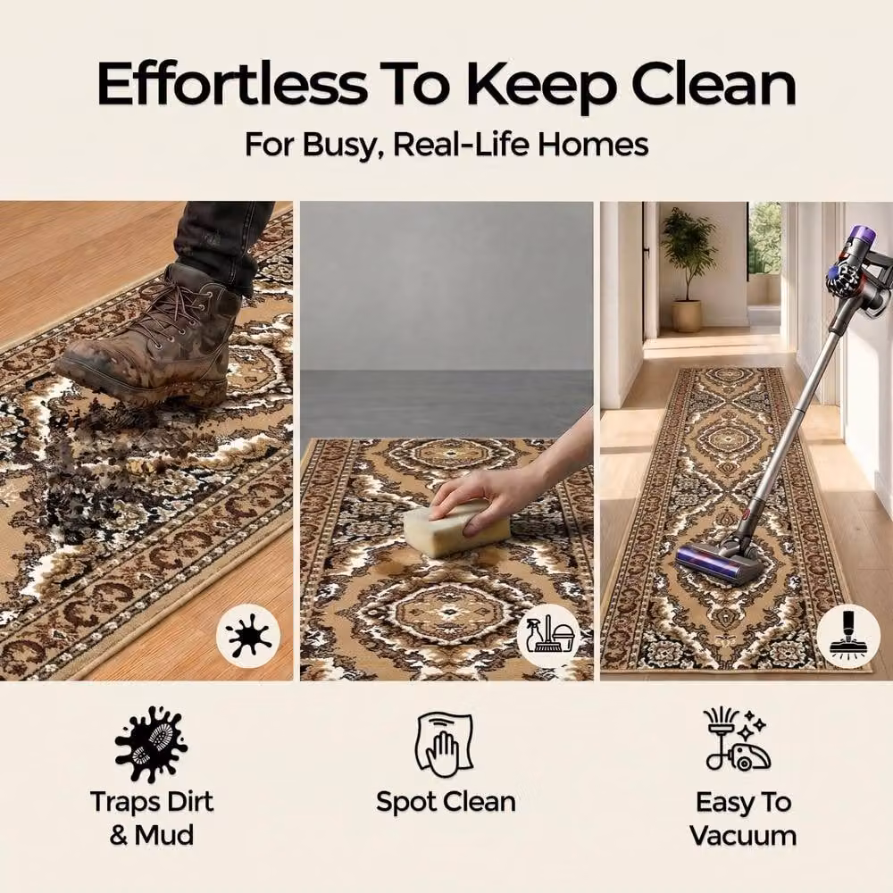 Bravich LTD Texas Medallion Traditional Hallway Runner Rug, Beige, W: 60 cm, L: 810 cm – 5