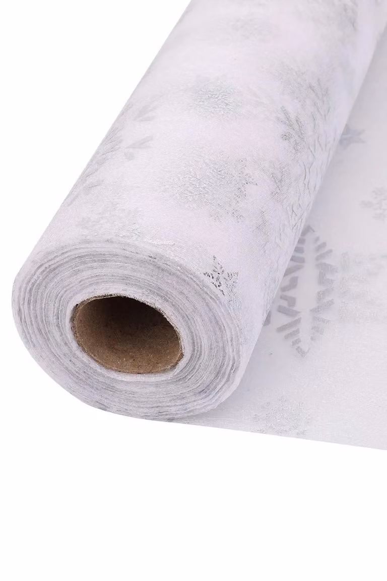 Neel Blue Christmas Snowflake Organza Roll Sheer Glitter Fabric in Silver, W: 25 cm, H: 29 cm