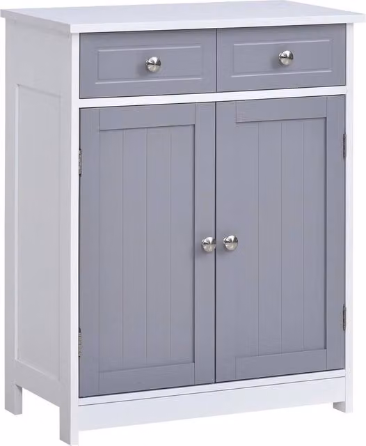 KORVIXA Modern Freestanding Bathroom Storage Cabinet in White, W: 60 cm, H: 75 cm