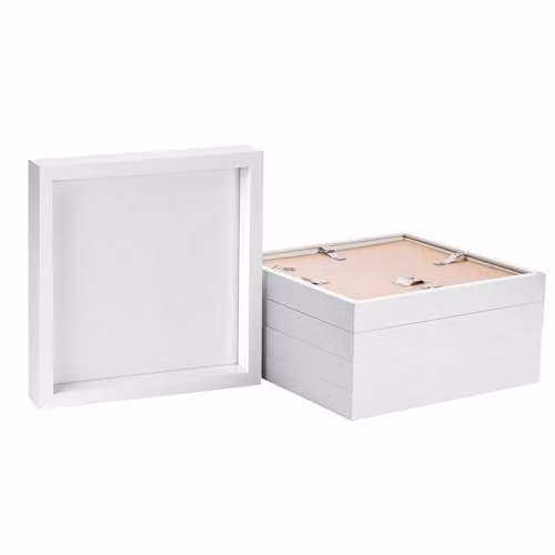 Nicola Spring White Square 3D Box Photo Frames, Pack of 5