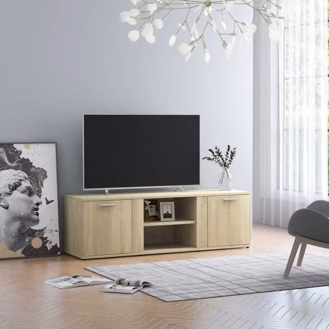 Berkfield Home Sonoma Oak TV Cabinet in Brown, W/D/H: 120 x 34 x 37 cm