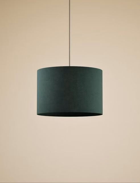 M&S Green Velvet Cylinder Lamp Shade