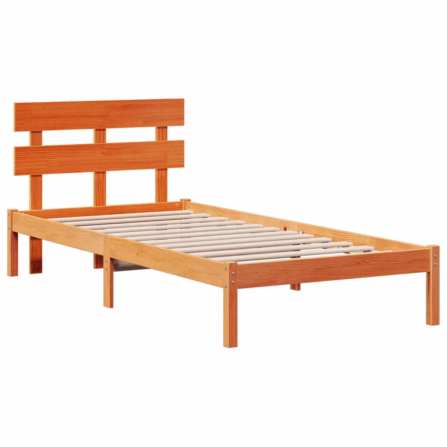 Berkfield Home Solid Wood Pine Bed Frame with Headboard in Wax Brown, W/D/H: 80 x 200 cm – 2