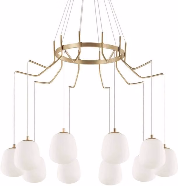 Ideal Lux Karousel Light Cluster Ceiling Pendant in Brass and Yellow Glass
