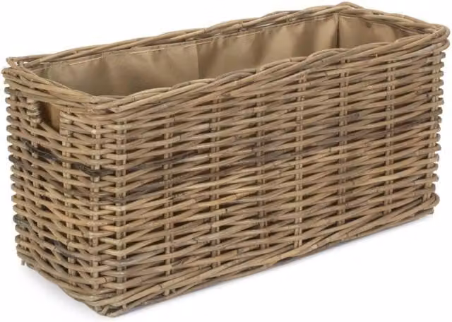 Red Hamper Small Rattan Under Bench Basket with Cordura Lining in Brown, Green or Grey