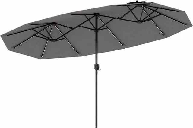 COSTWAY Double-Sided Cantilever Garden Umbrella in Grey, W/D/H: 390 x 220 cm