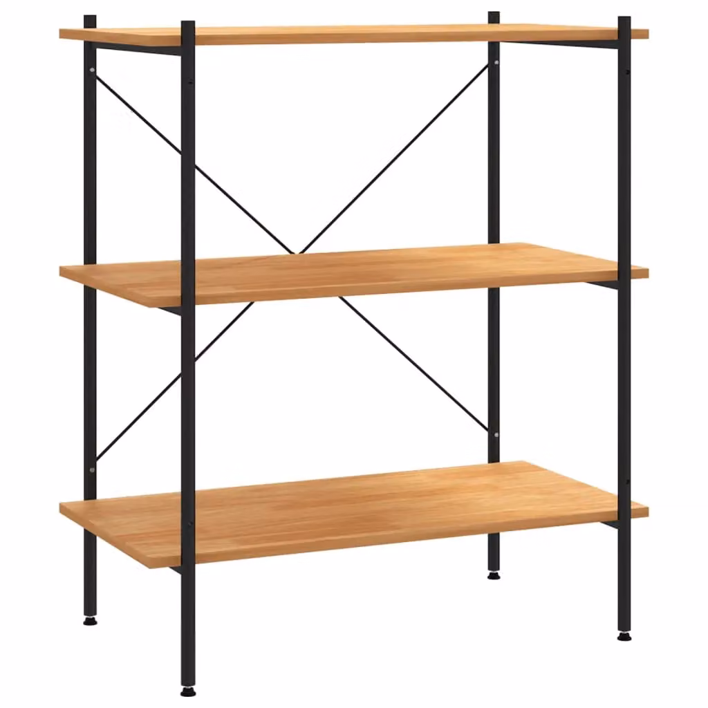 Berkfield Home 3-Tier Industrial Shelving Unit in Black and Oak, W/D/H: 80 x 40 x 92 cm – 2