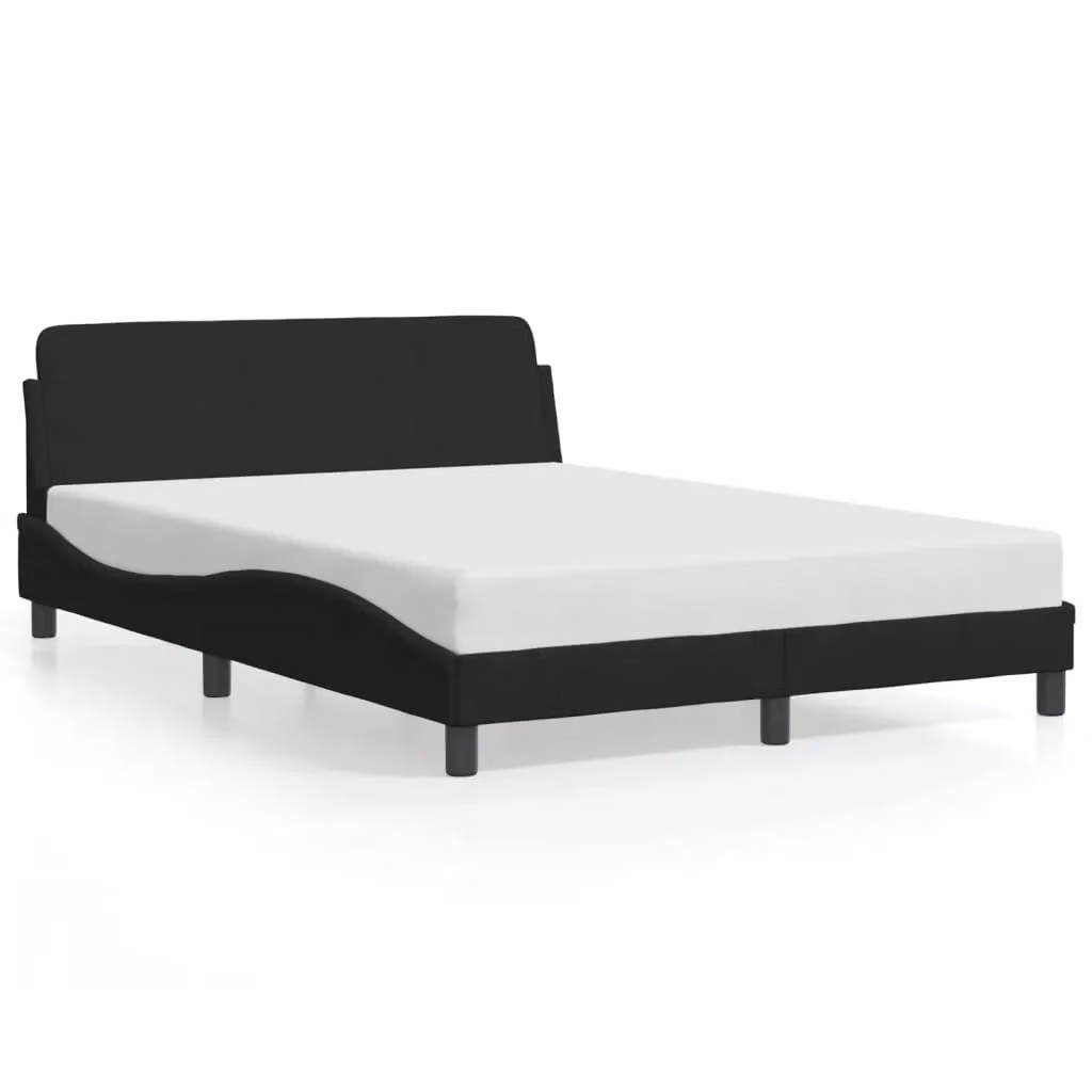 Berkfield Home Modern Upholstered Velvet Double Bed Frame in Black, W: 135 cm, L: 190 cm – 2