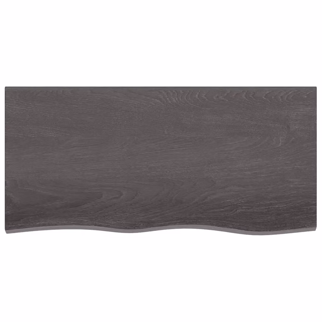 Berkfield Home Table Top Dark Grey Treated Solid Wood Oak W: 100 cm, D: 50 cm, H: 2-4 cm – 2