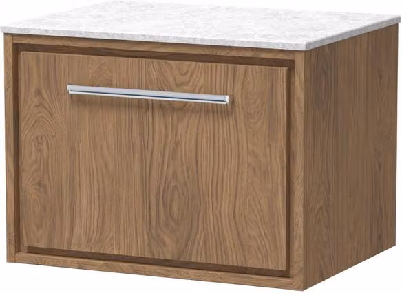 Balterley Longnor 1 Drawer Wall Hung Vanity Unit in Antique Oak Brown, Width: 60 cm – 1