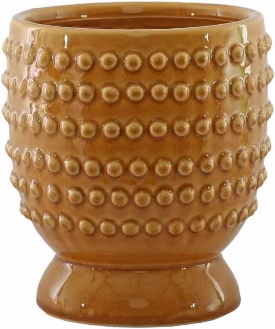 KDMD Hortus Hobart Yellow Dotted Ceramic Footed Tabletop Pot, W/D/H: 22.5 x 25 x 23 cm – 1