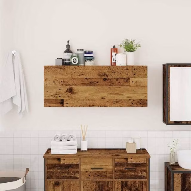 Berkfield Home Decorative Bathroom Wall Cabinet in Brown Old Wood, W/D/H: 100 x 25 x 40 cm – 1
