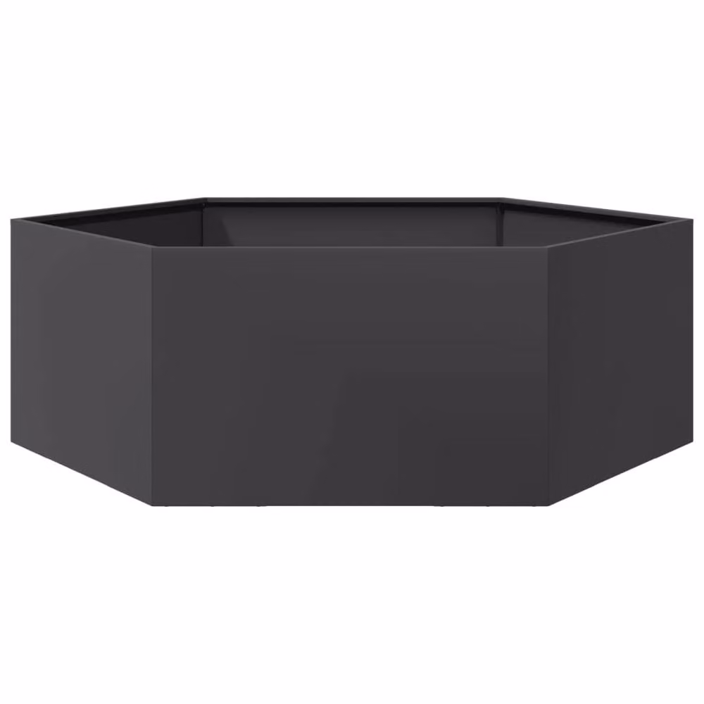 Berkfield Home Black Hexagon Steel Garden Planter W/D/H: 138 x 120 x 45 cm – 3
