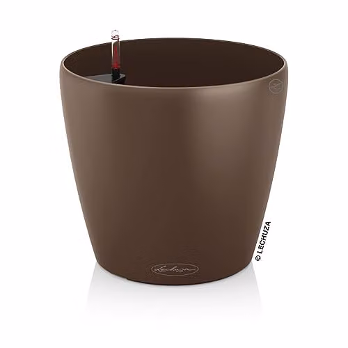 Lechuza Classico Self Watering Plant Pot, Nutmeg Brown Plastic Planter for Indoor and Outdoor Use, W: 43 cm, H: 40 cm