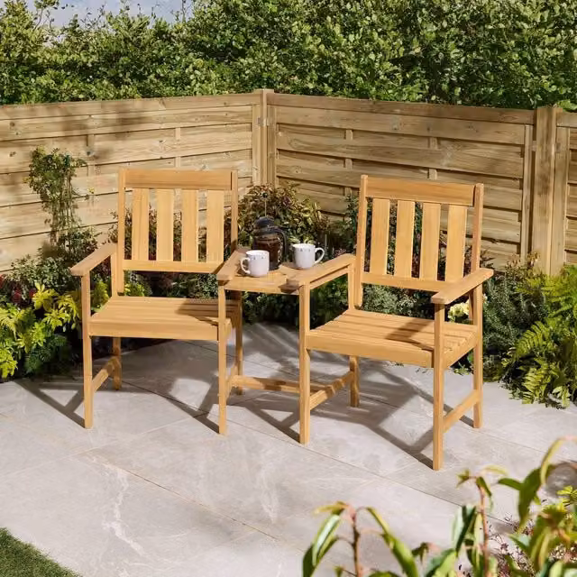 Rowlinsons Brighton Companion Seat in Brown Wood with Solid Wood Frame, W162 x D68 x H97 cm