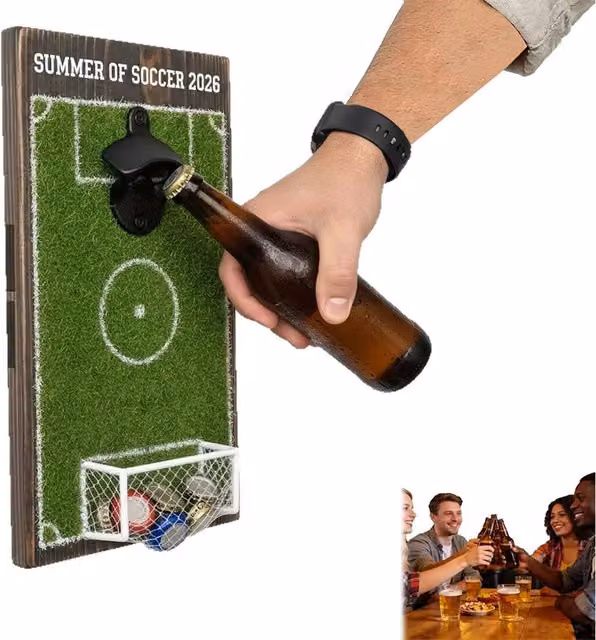 Latto Green Magnetic Wall Mounted Wooden Bottle Opener