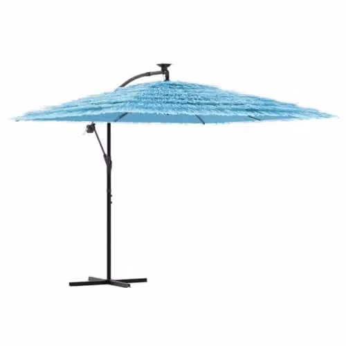 vidaXL Garden Parasol with Steel Pole and Polyester Canopy, Blue, W/D/H: 269 x 269 x 235 cm