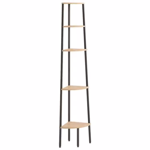 vidaXL 5-Tier Industrial Corner Shelf in Brown and Black, W/D/H: 45.5 x 31.5 x 180 cm