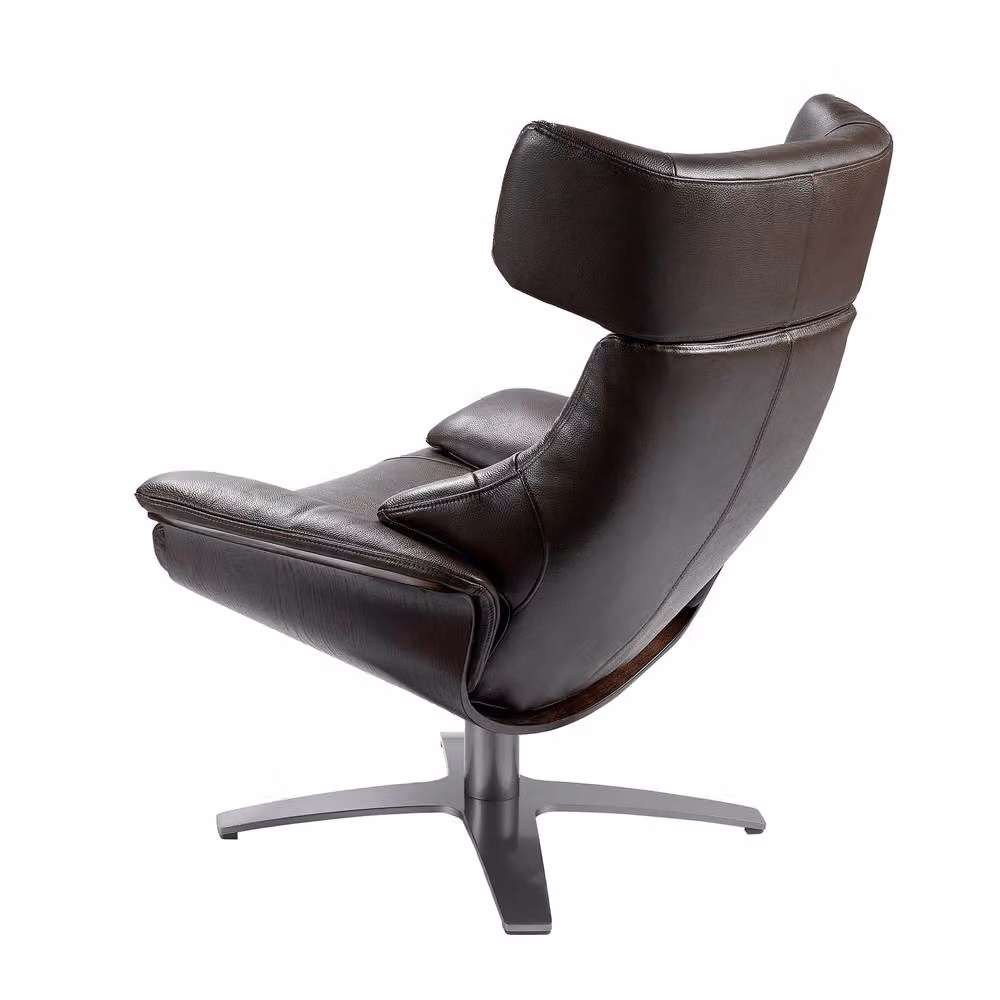 Angel Cerda Brown Leather Swivel Recliner Armchair with Solid Wood Frame – 6
