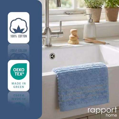 Rapport Home Linear Striped 2-Pack Cotton Hand Towels in Blue, 50 x 85 cm – 4