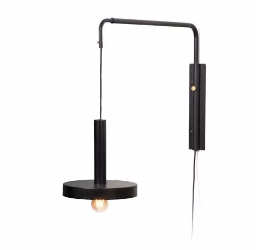 Netlighting Whizz Extendable Wall Light in Black and Gold/Brass with E27 Bulb Holder