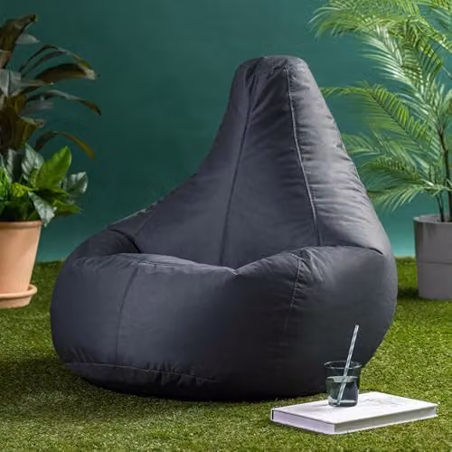 Bean Bag Bazaar 2 Pack of Grey Outdoor Bean Bags with Filling Included and Water Repellent Fabric – 2