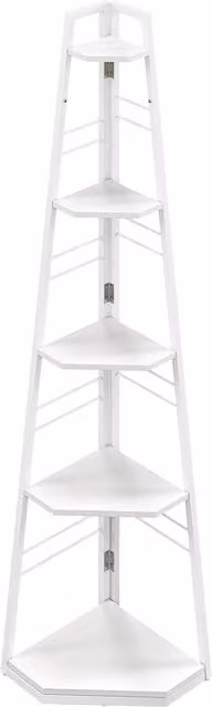 HOMCOM 5-Tier Freestanding Corner Shelf in White